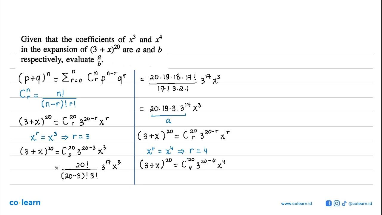 Given that the coefficients of x^3 and x^4 in the expansion