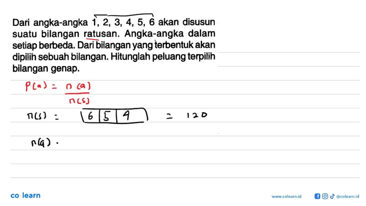 Dari angka-angka 1, 2, 3, 4, 5, 6 akan disusun suatu