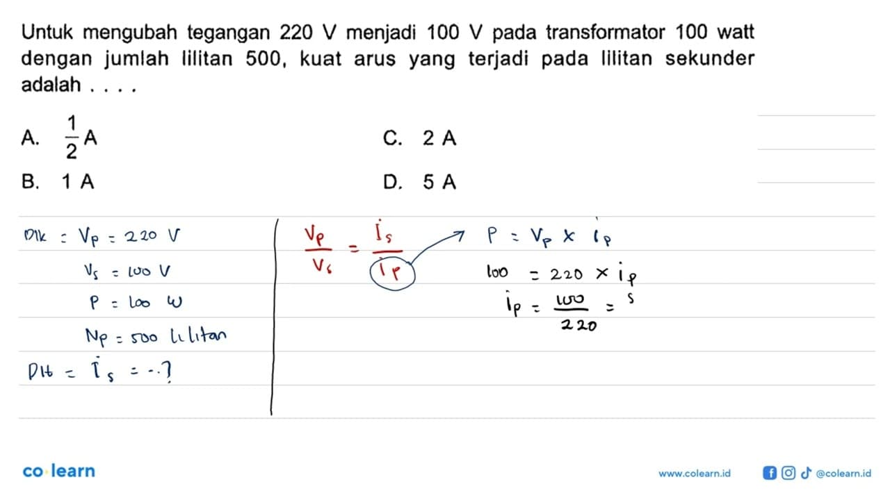 Untuk mengubah tegangan 220 V menjadi 100 V pada