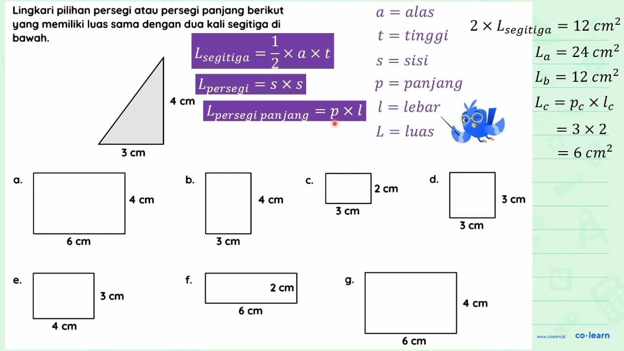 Lingkari pilihan persegi atau persegi panjang berikut yang