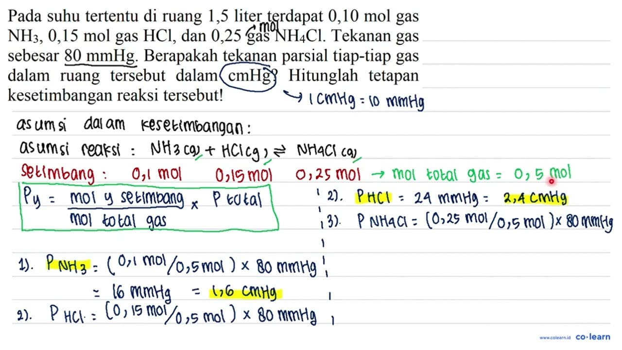 Pada suhu tertentu di ruang 1,5 liter terdapat 0,10 mol gas