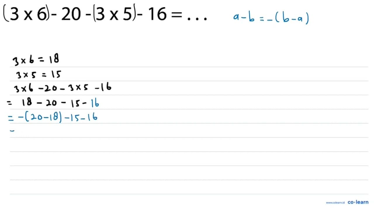 3 x 6-20-3 x 5-16=...
