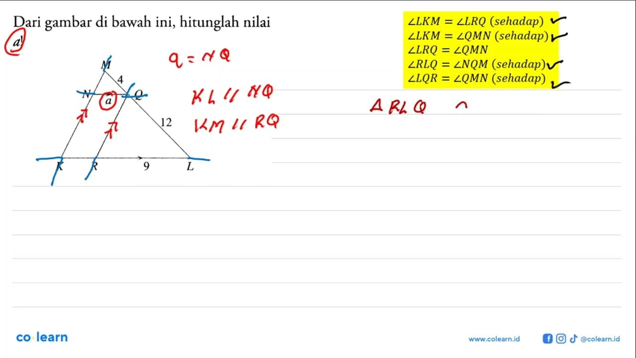 Dari gambar di bawah ini, hitunglah nilai a!Gambar: Panjang