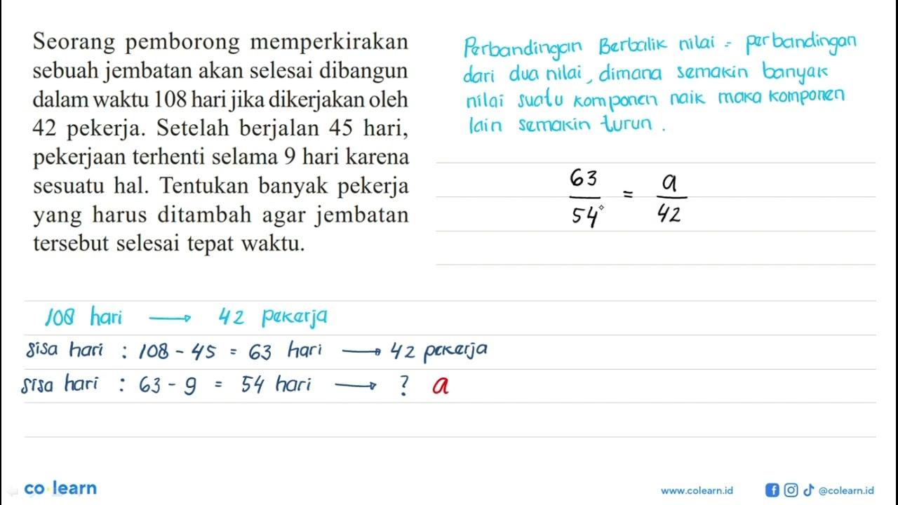 Seorang pemborong memperkirakan sebuah jembatan akan