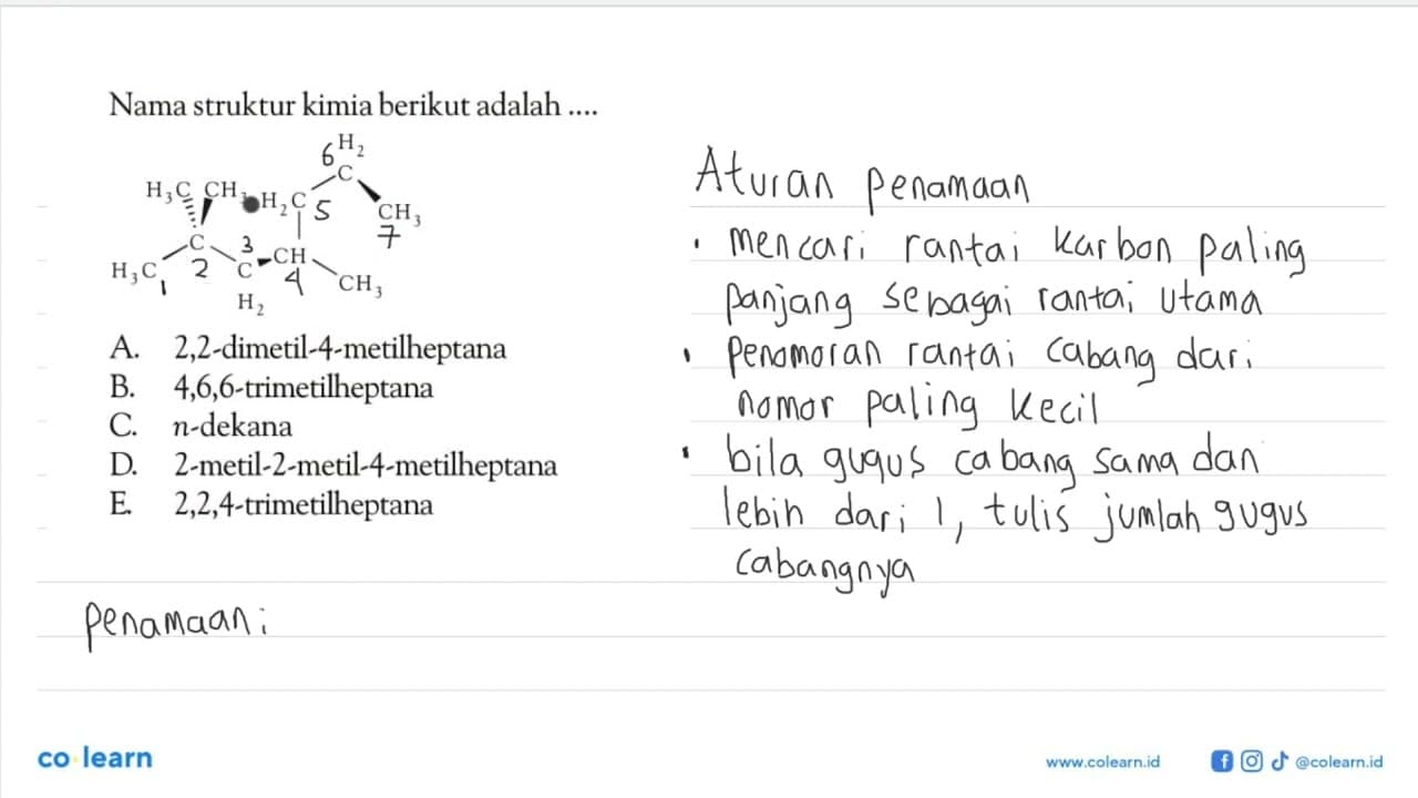 Nama struktur kimia berikut adalah .... H3C CH3 H3C - C -