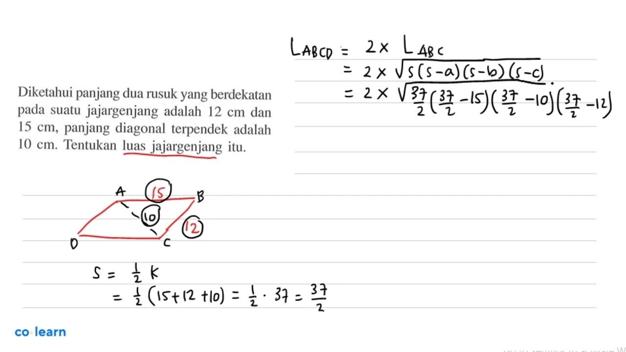 Diketahui panjang dua rusuk yang berdekatan pada suatu