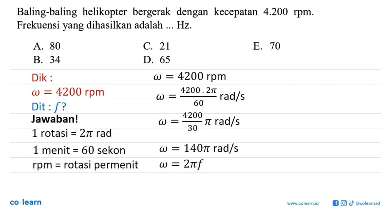 Baling-baling helikopter bergerak dengan kecepatan 4.200