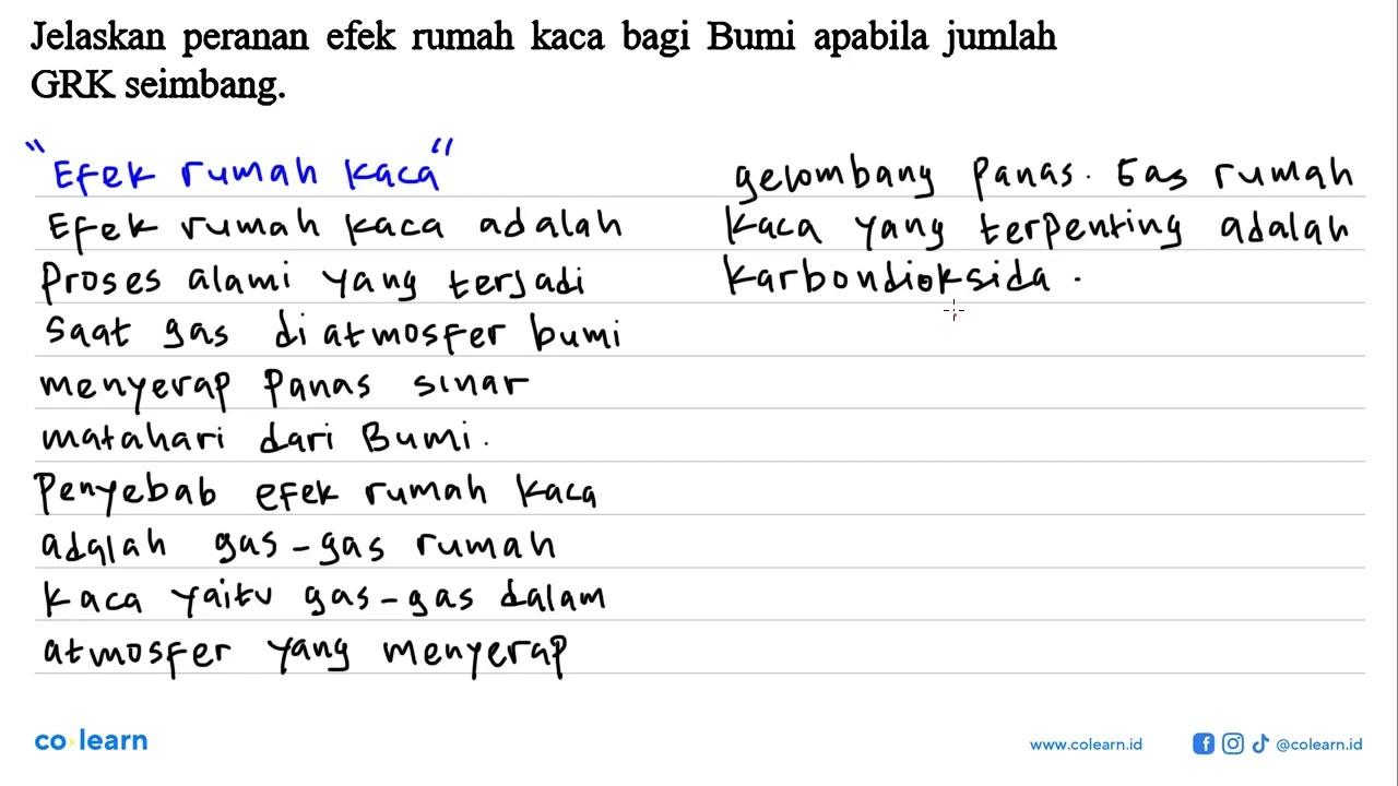 Jelaskan peranan efek rumah kaca bagi Bumi apabila jumlah