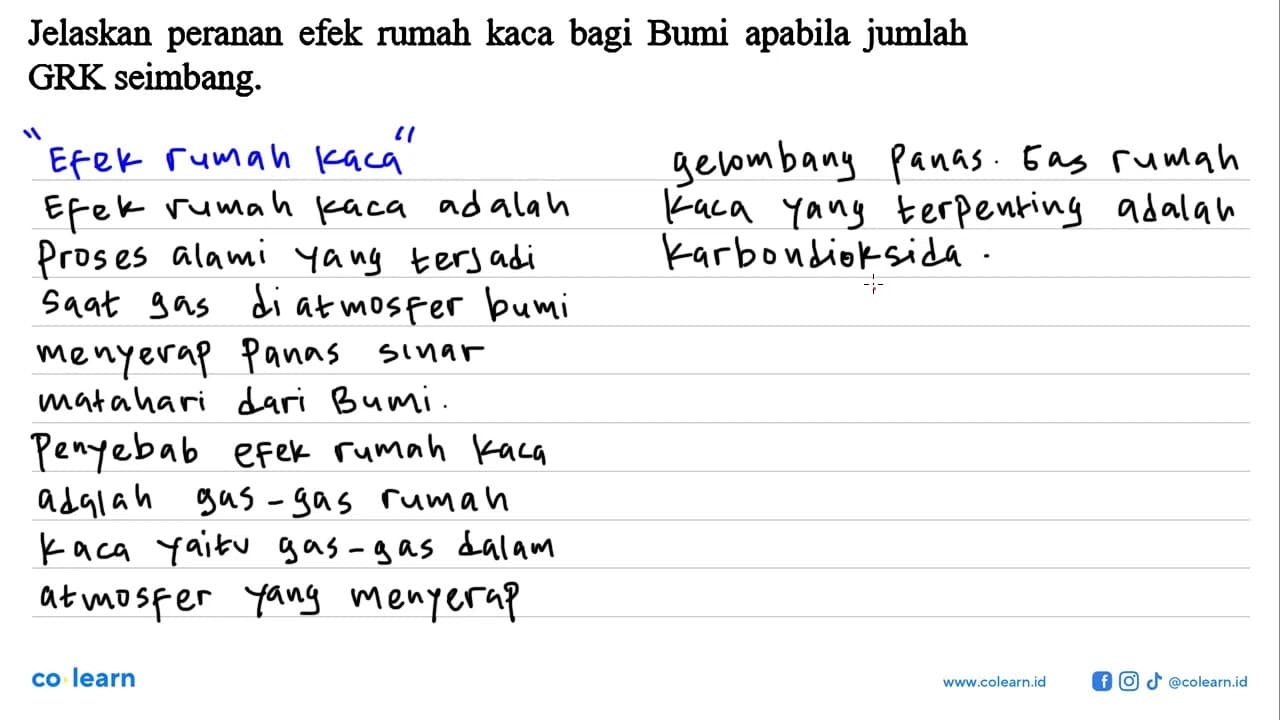 Jelaskan peranan efek rumah kaca bagi Bumi apabila jumlah