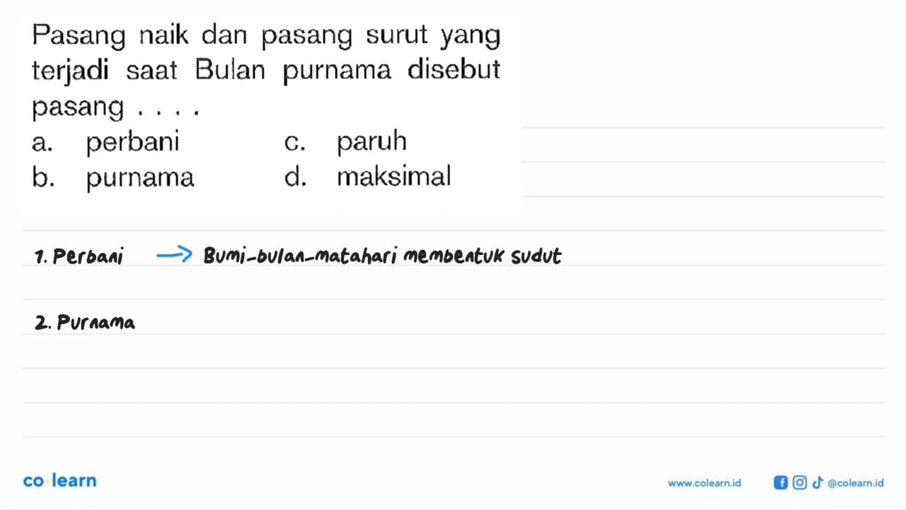 Pasang naik dan pasang surut yang terjadi saat Bulan