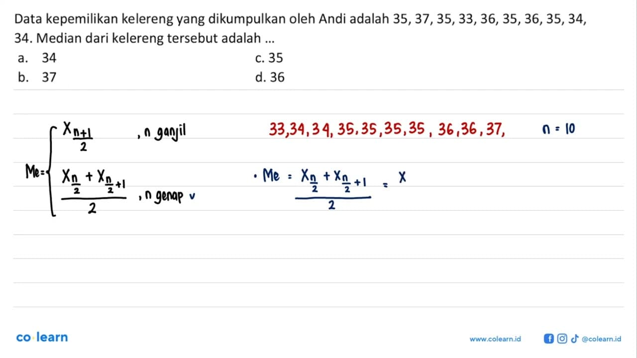 Data kepemilikan kelereng yang dikumpulkan oleh Andi adalah