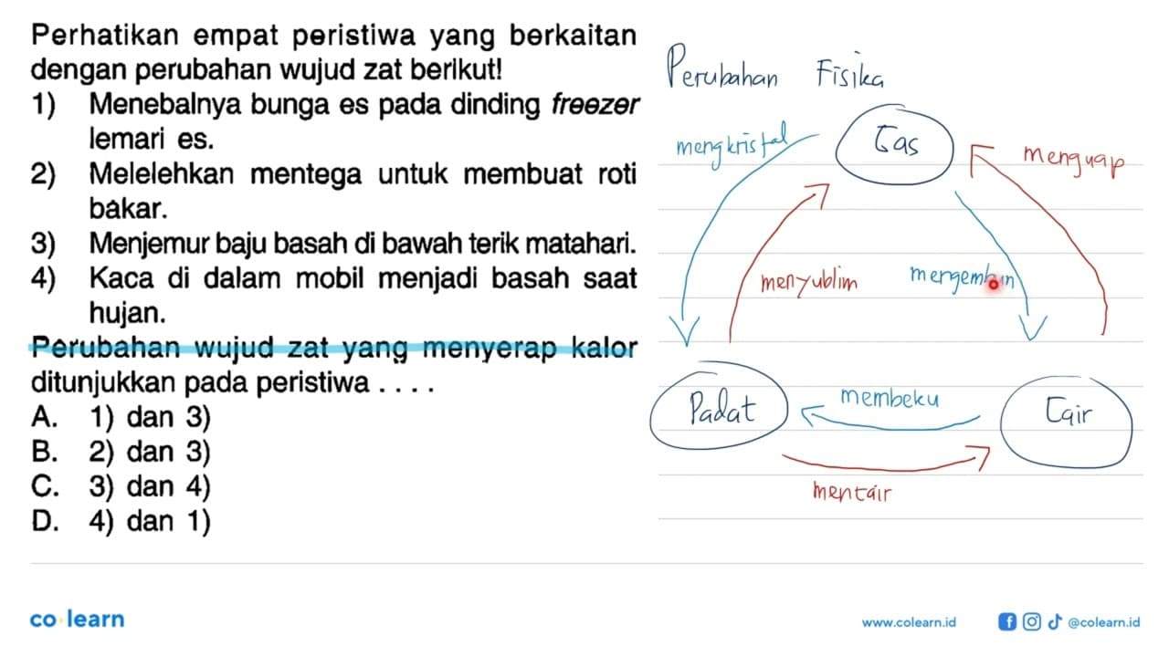 Perhatikan empat peristiwa yang berkaitan dengan perubahan