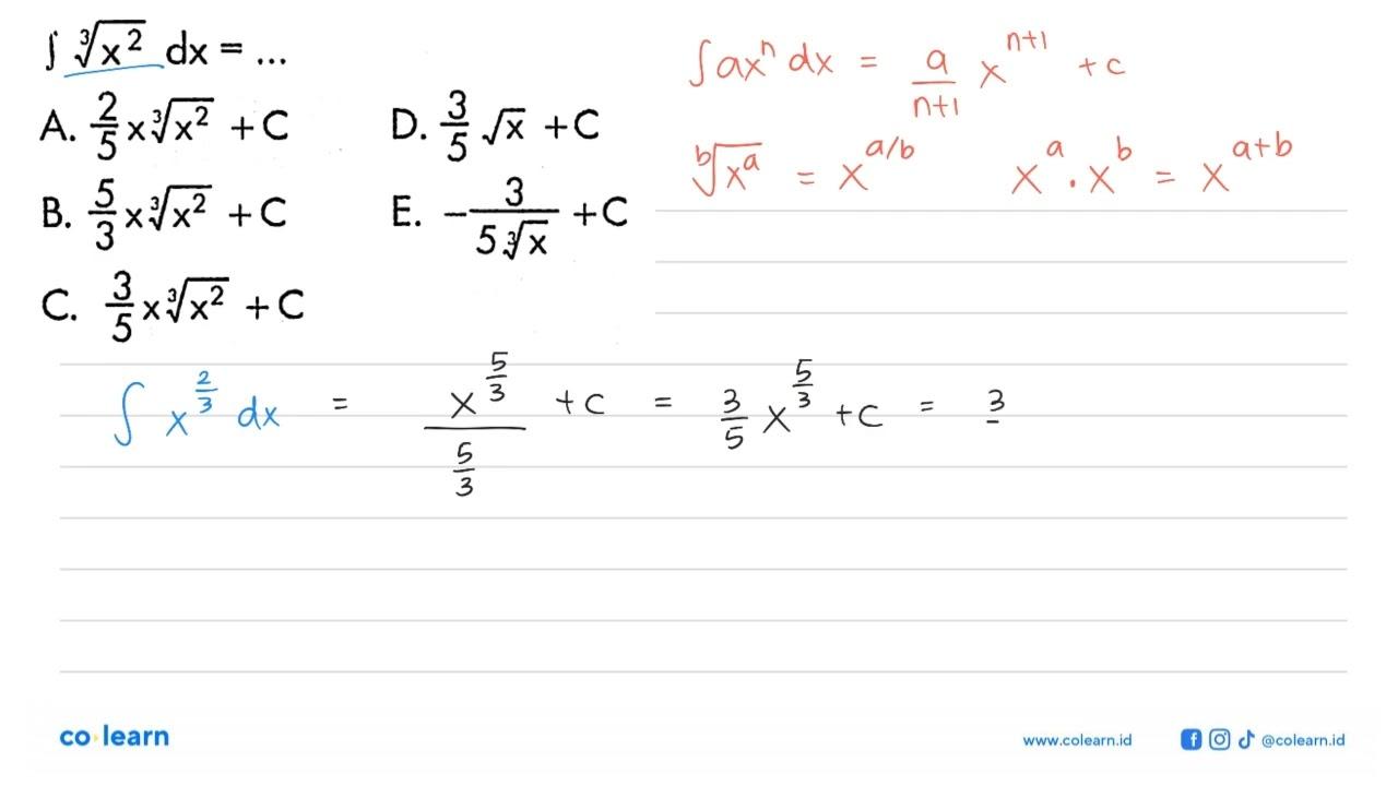 integral akar([3]x^2 dx=....