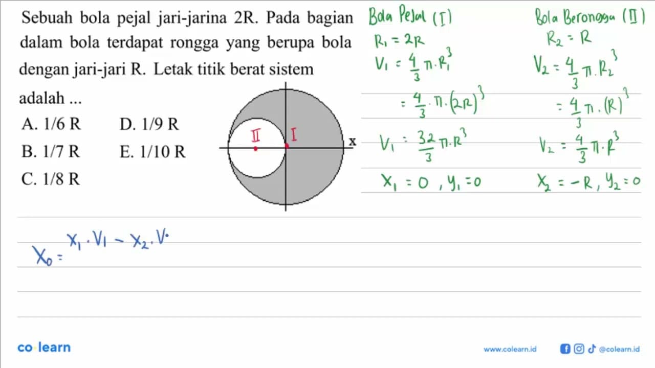 Sebuah bola pejal jari-jarina 2R. Pada bagian dalam bola