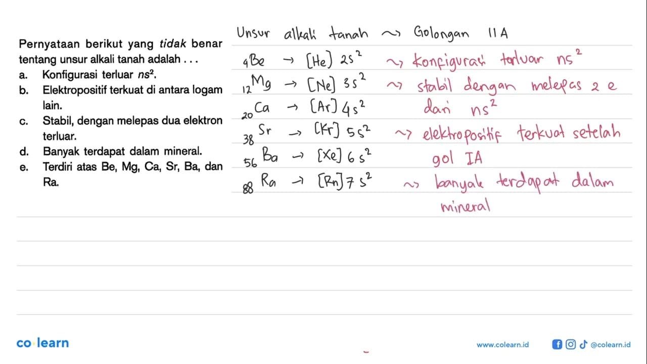 Pernyataan berikut yang tidak benar tentang unsur alkali