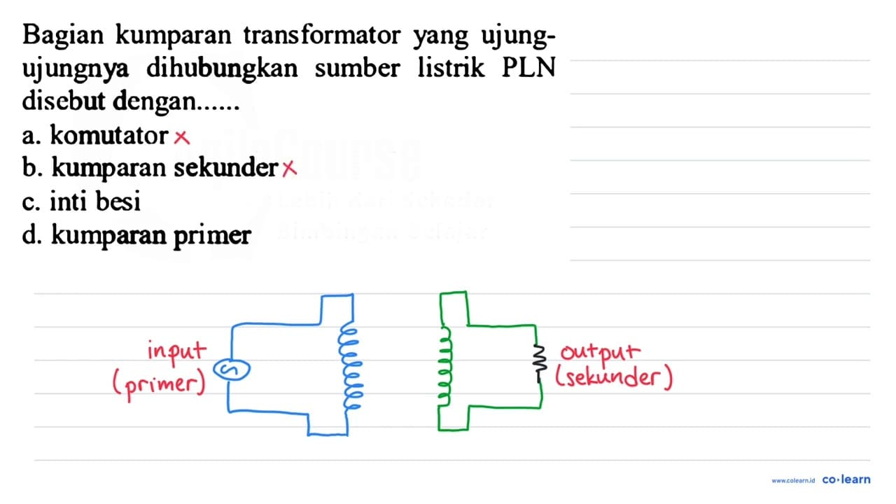 Bagian kumparan transformator yang ujungujungnya