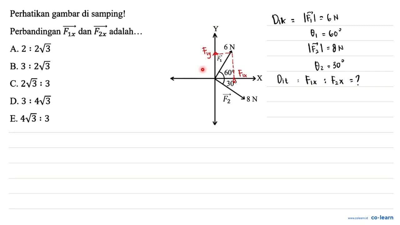 Perhatikan gambar di samping! Perbandingan overright->{F_(1