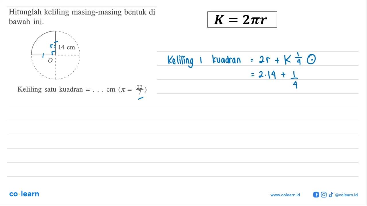 Hitunglah keliling masing-masing bentuk di bawah ini. 14 cm