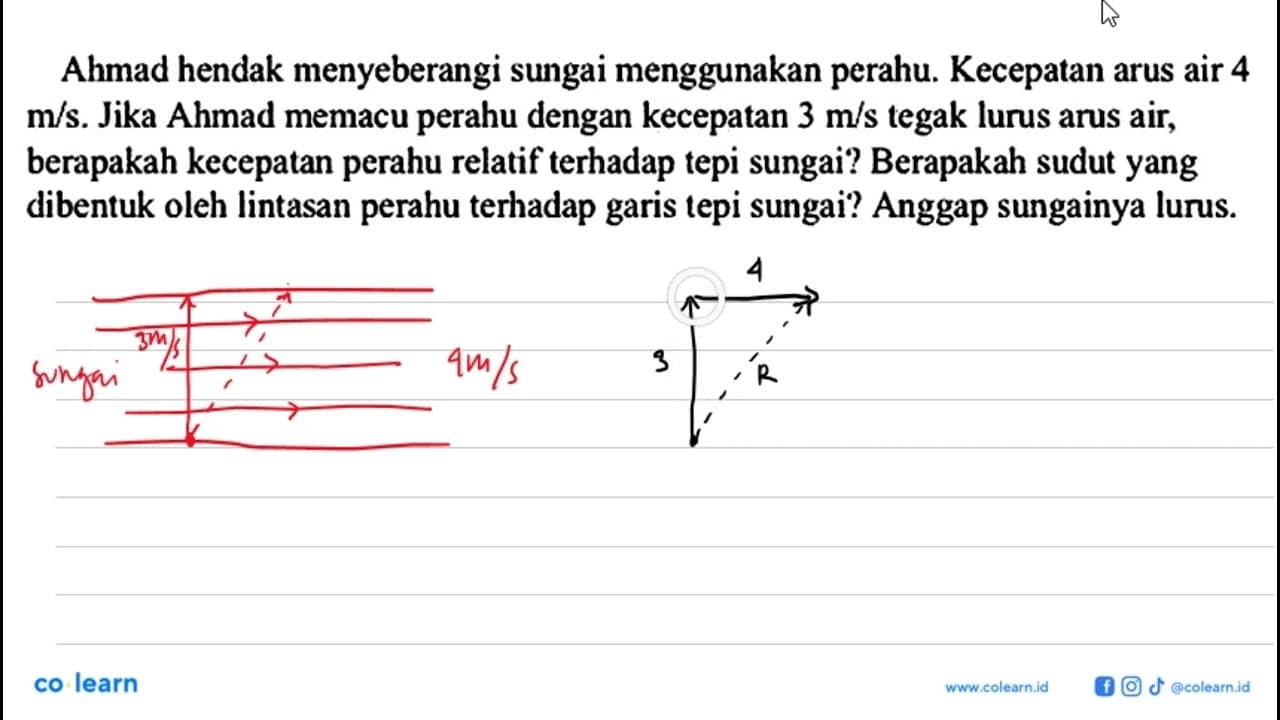 Ahmad hendak menyeberangi sungai menggunakan perahu.