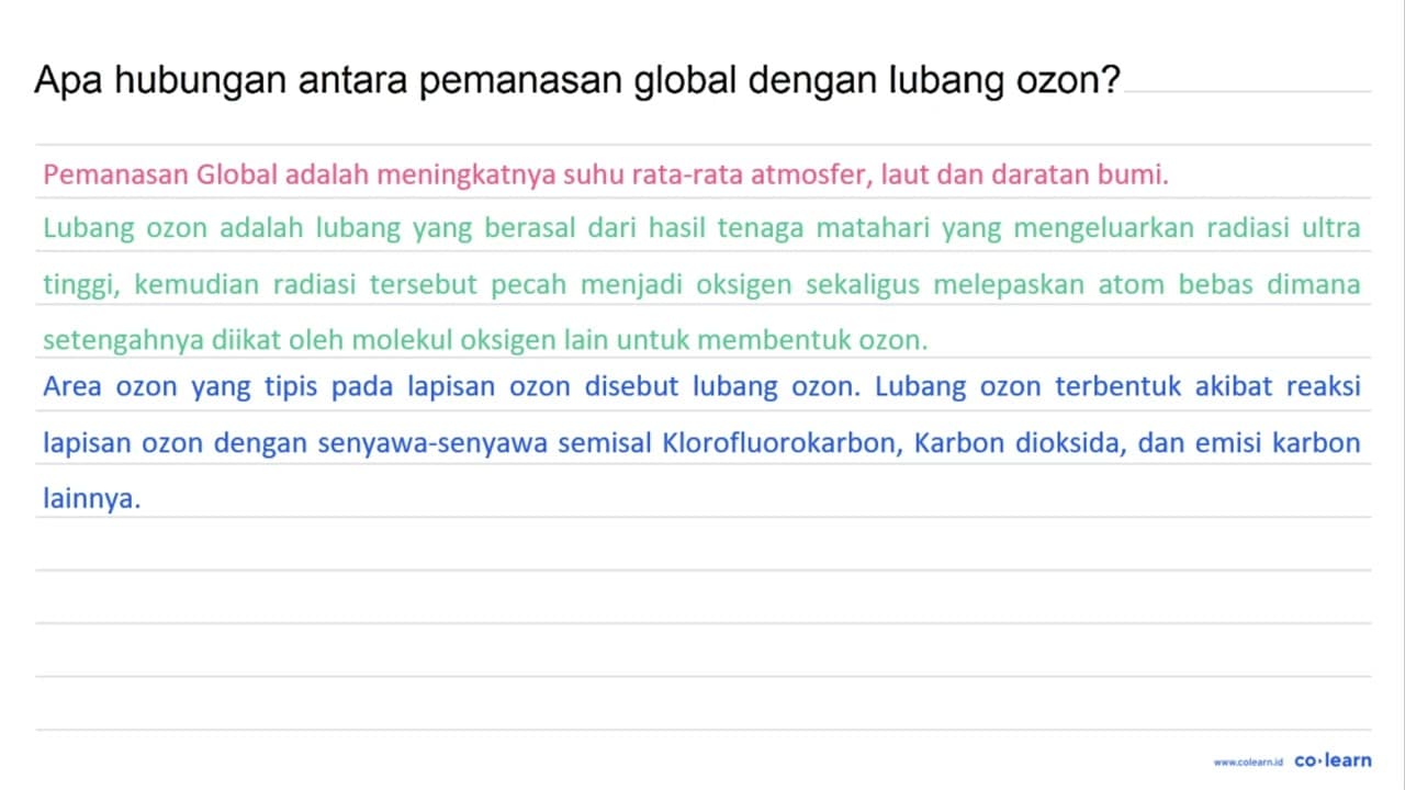 Apa hubungan antara pemanasan global dengan lubang ozon?