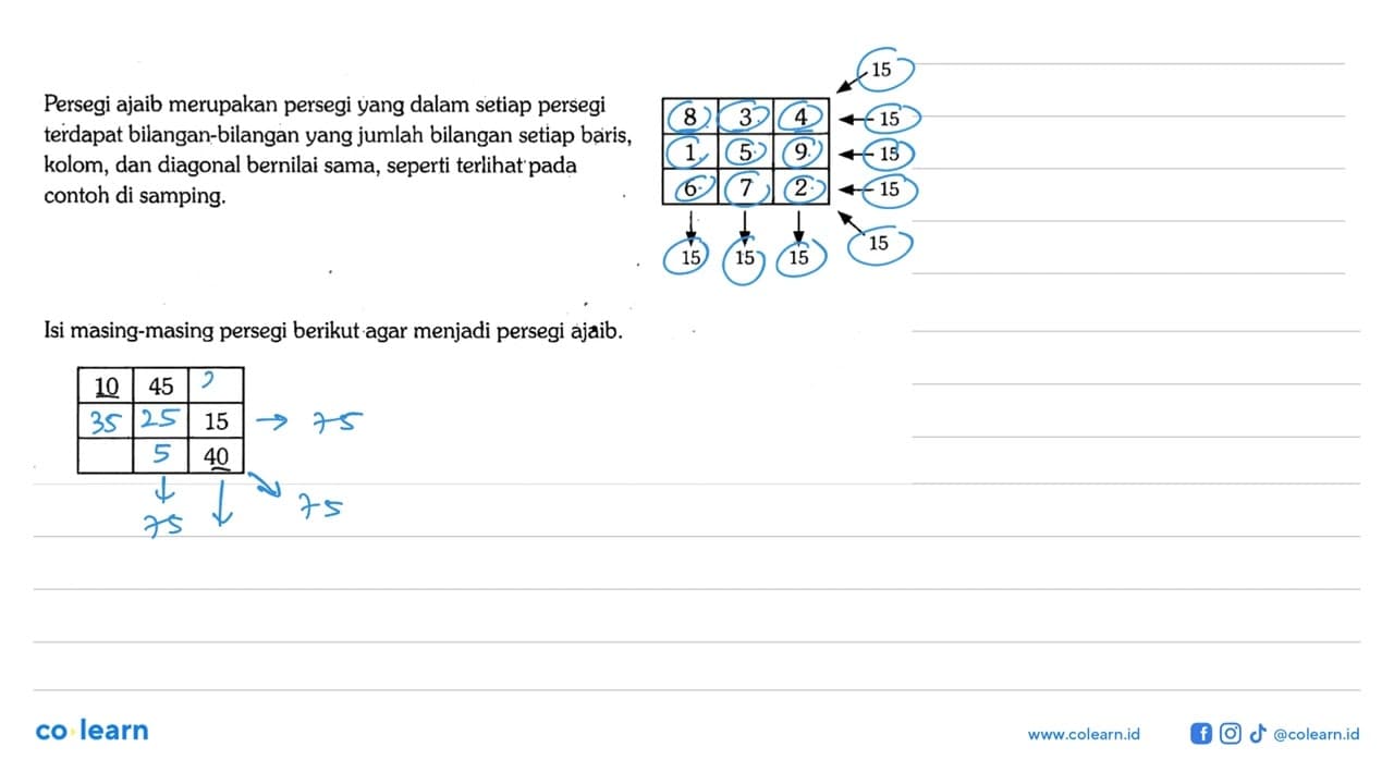 Persegi ajaib merupakan persegi yang dalam setiap persegi