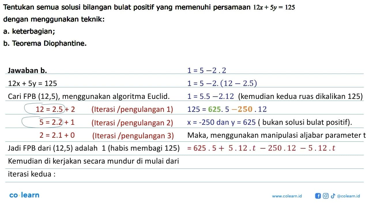 Tentukan semua solusi bilangan bulat positif yang memenuhi