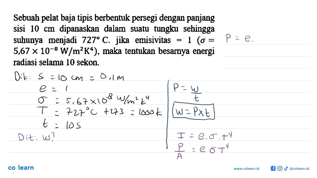 Sebuah pelat baja tipis berbentuk persegi dengan panjang