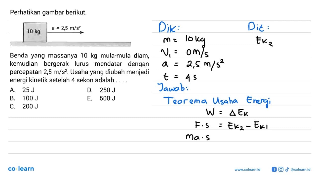 Perhatikan gambar berikut. Benda yang massanya 10 kg