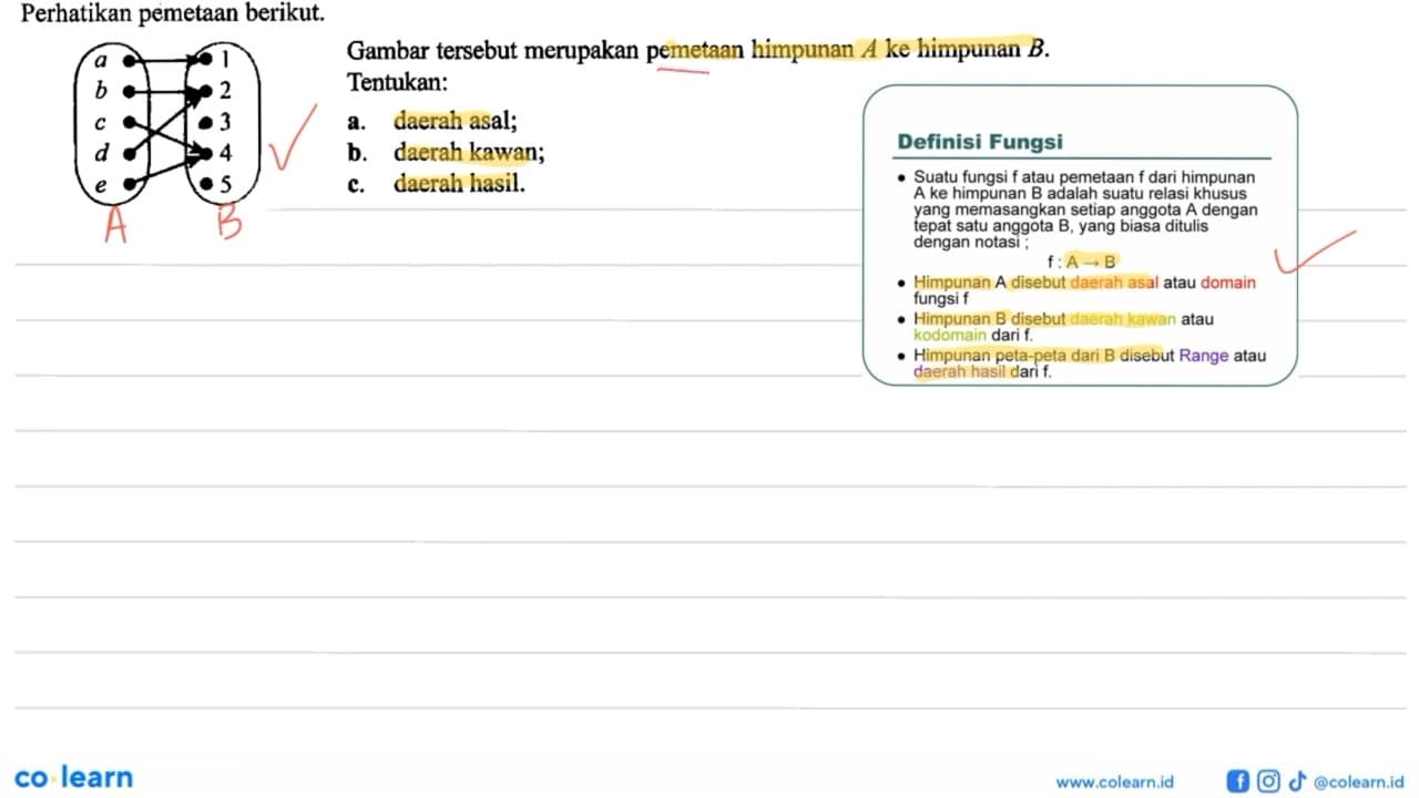 Perhatikan pemetaan berikut. a b c d e 1 2 3 4 5Gambar