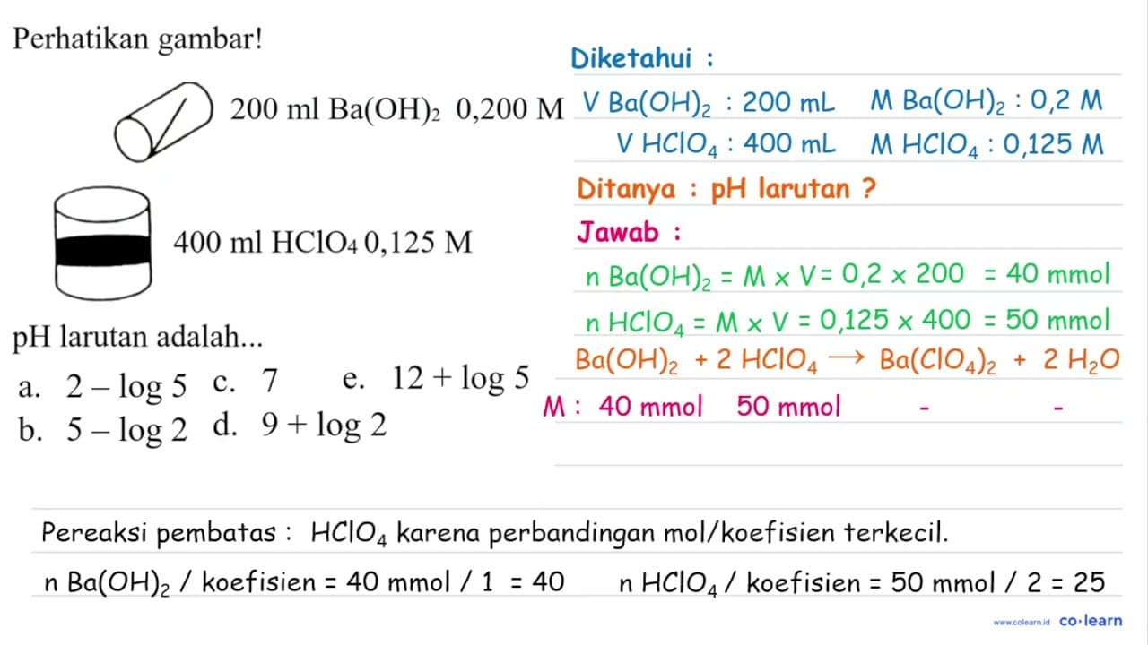 Perhatikan gambar! 200 ml Ba(OH)_(2) 0,200 M 400 ml