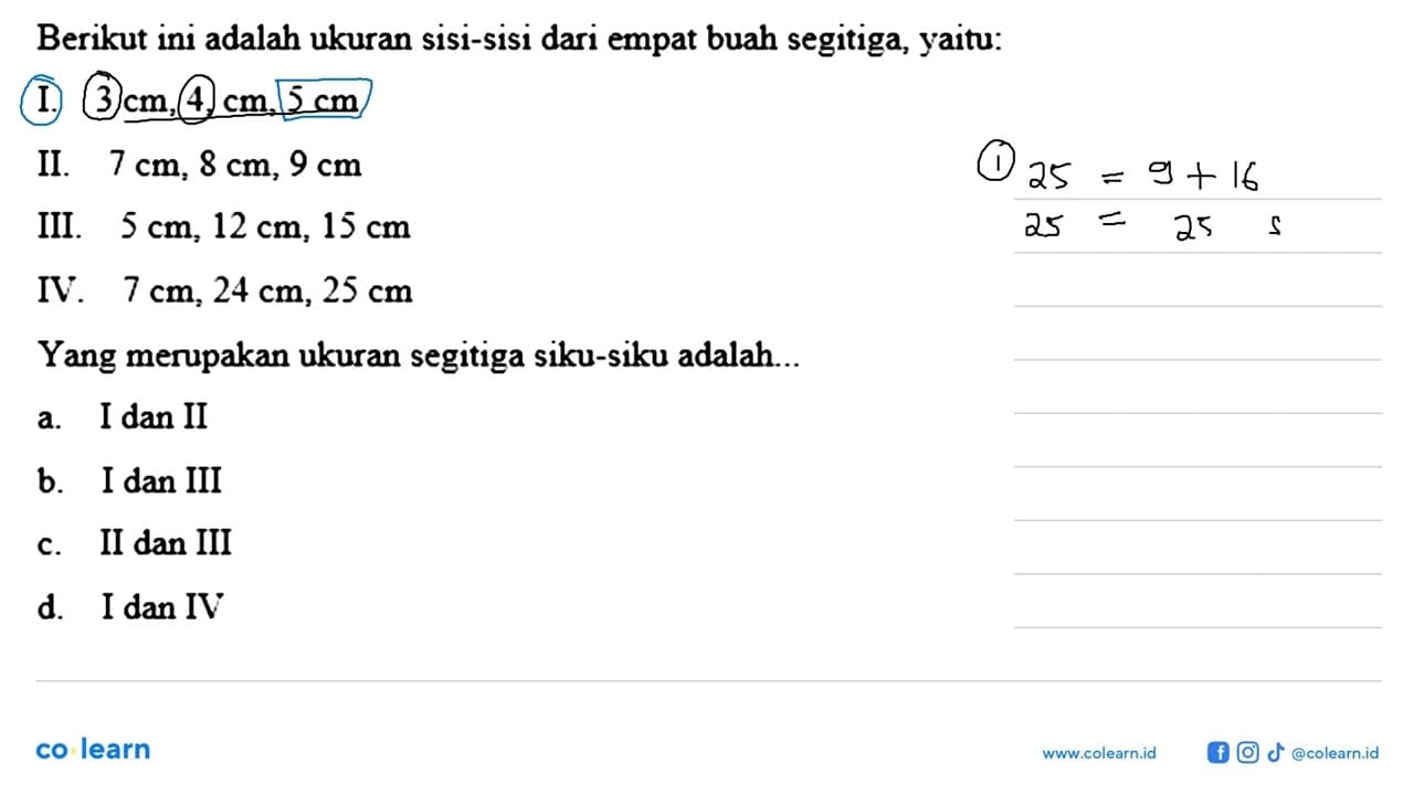 Berikutini adalah ukuran sisi-sisi dari empat buah