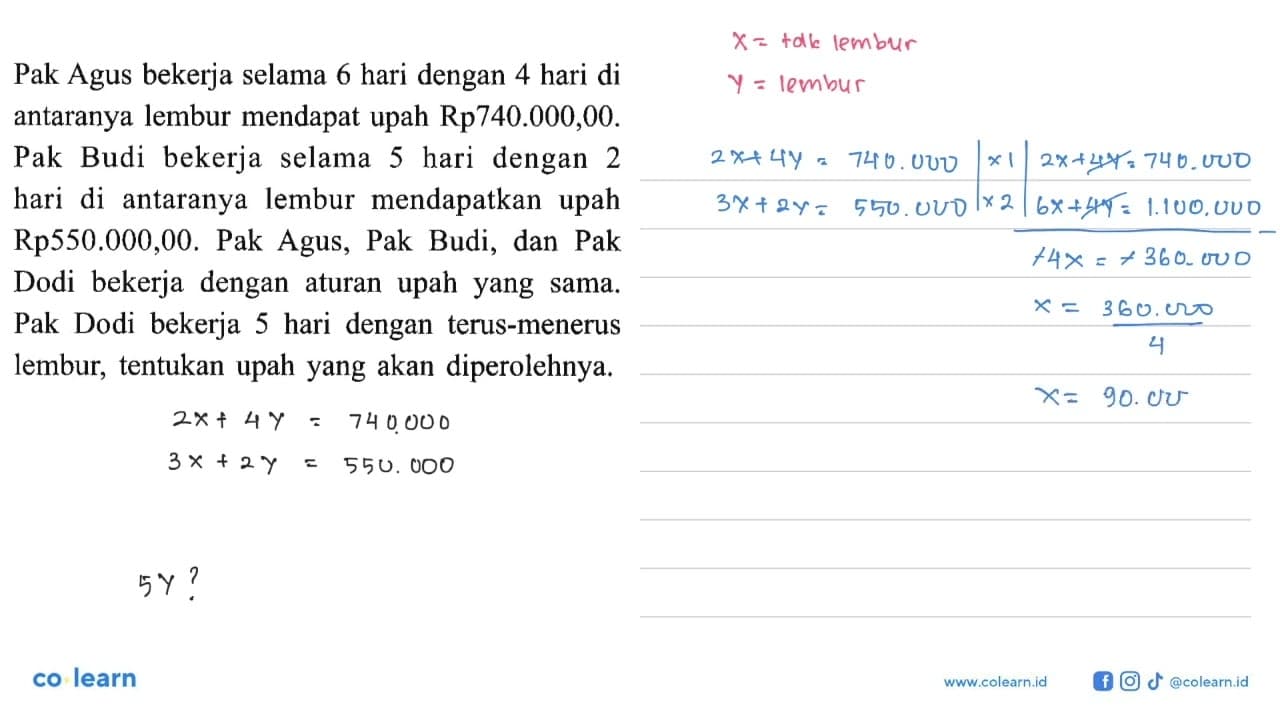 Pak Agus bekerja selama 6 hari dengan 4 hari di antaranya