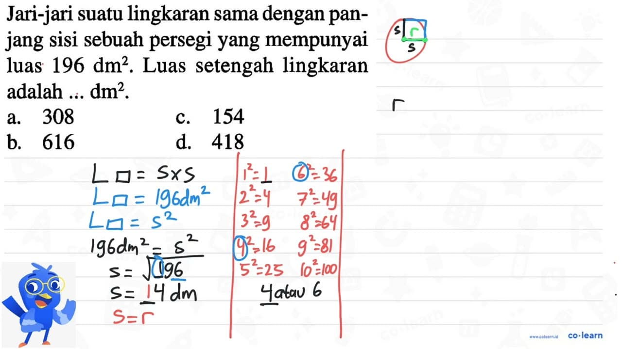 Jari-jari suatu lingkaran sama dengan pan- jang sisi sebuah