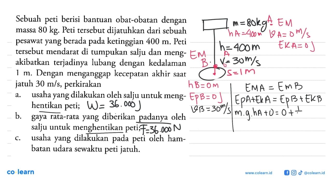 Sebuah peti berisi bantuan obat-obatan dengan massa 80 kg .