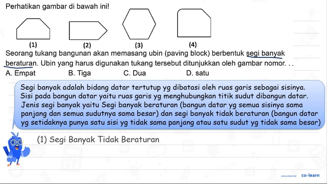 Perhatikan gambar di bawah ini! C1CCCC1 (1) (2) (3) (4)