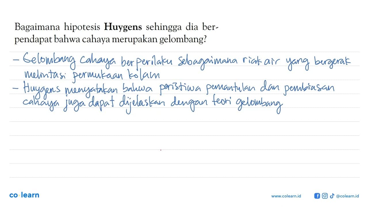 Bagaimana hipotesis Huygens sehingga dia berpendapat bahwa