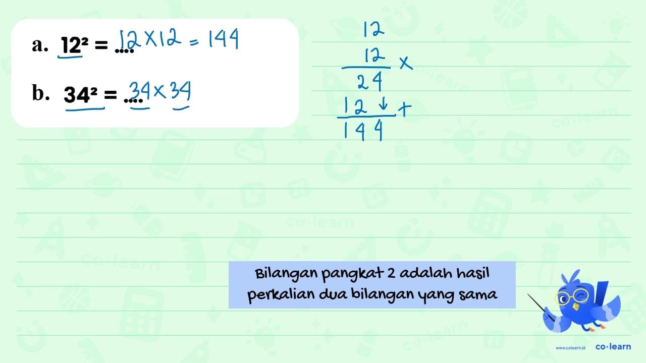 a. 12^(2)=... b. 34^(2)=... .o.