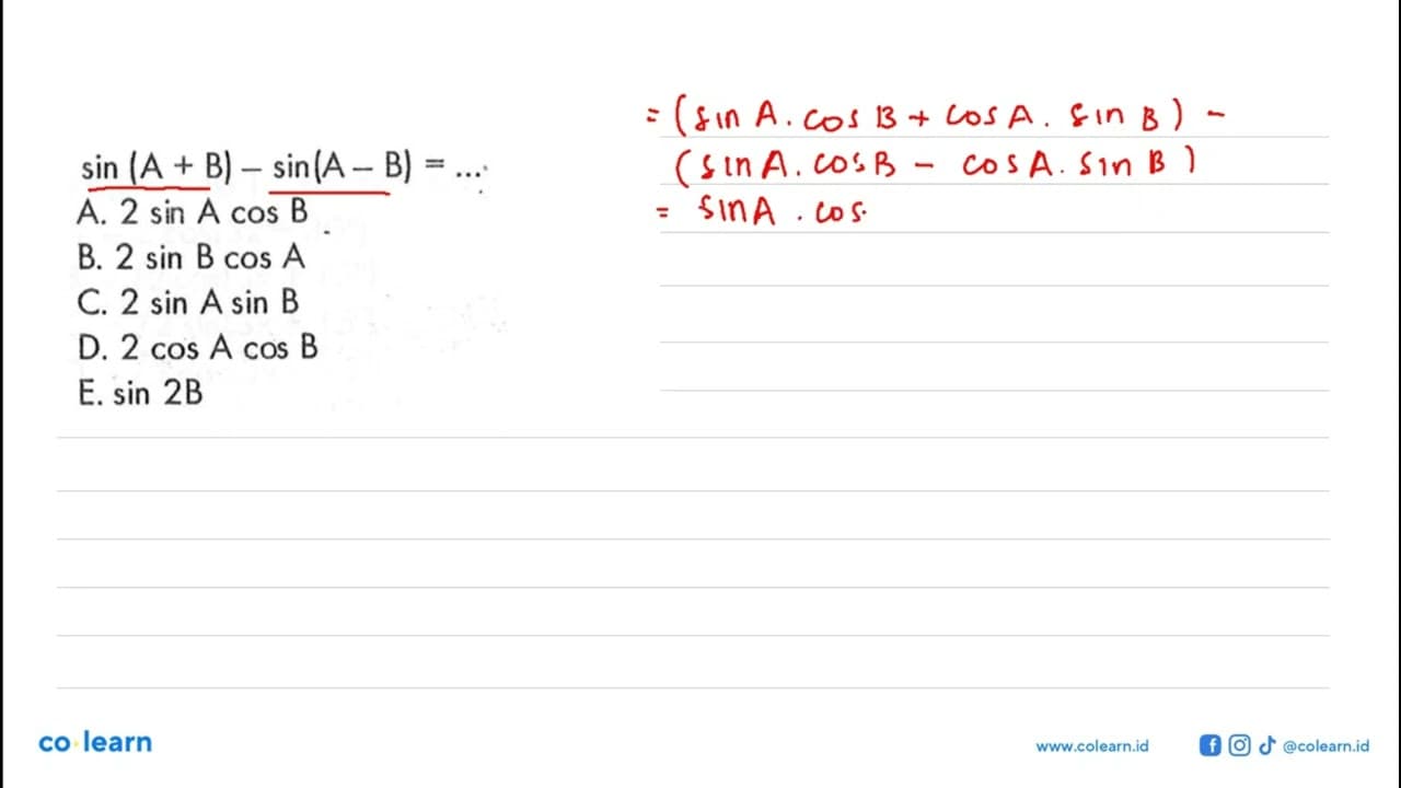 sin(A+B)-sin(A-B)= ...