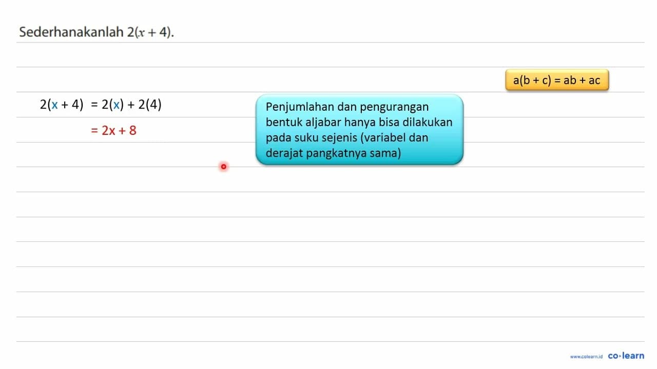 Sederhanakanlah 2(x + 4)