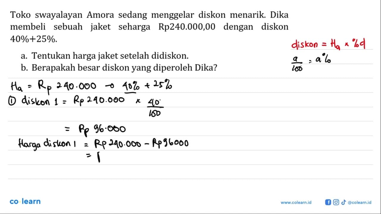 Toko swalayan Amora sedang menggelar diskon menarik. Dika