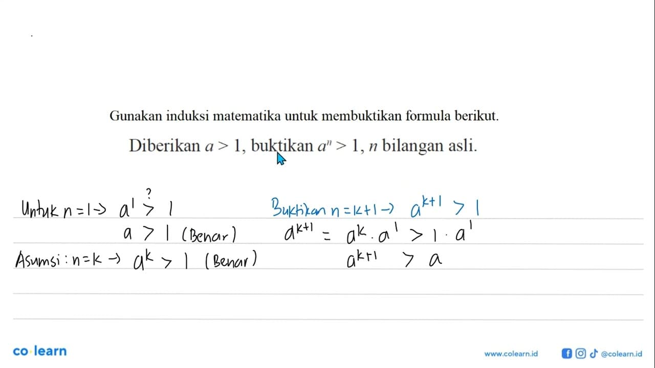 Gunakan induksi matematika untuk membuktikan formula