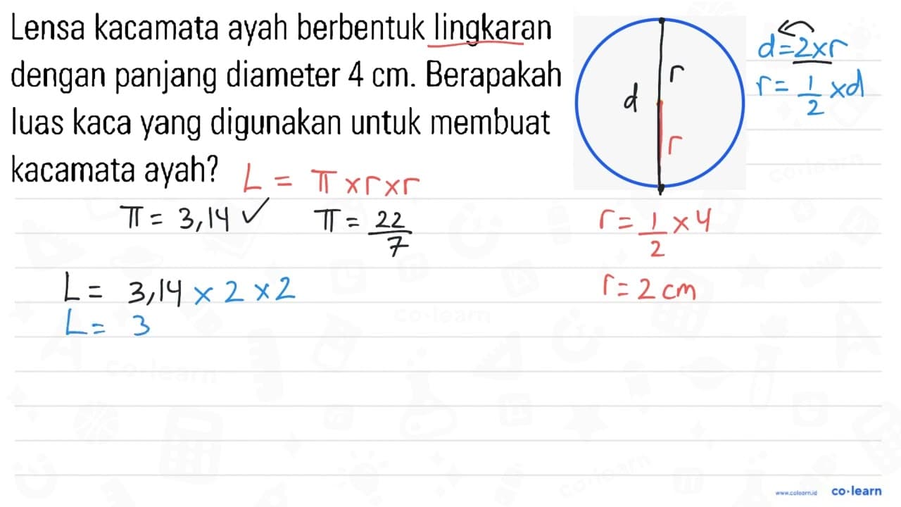 Lensa kacamata ayah berbentuk lingkaran dengan panjang