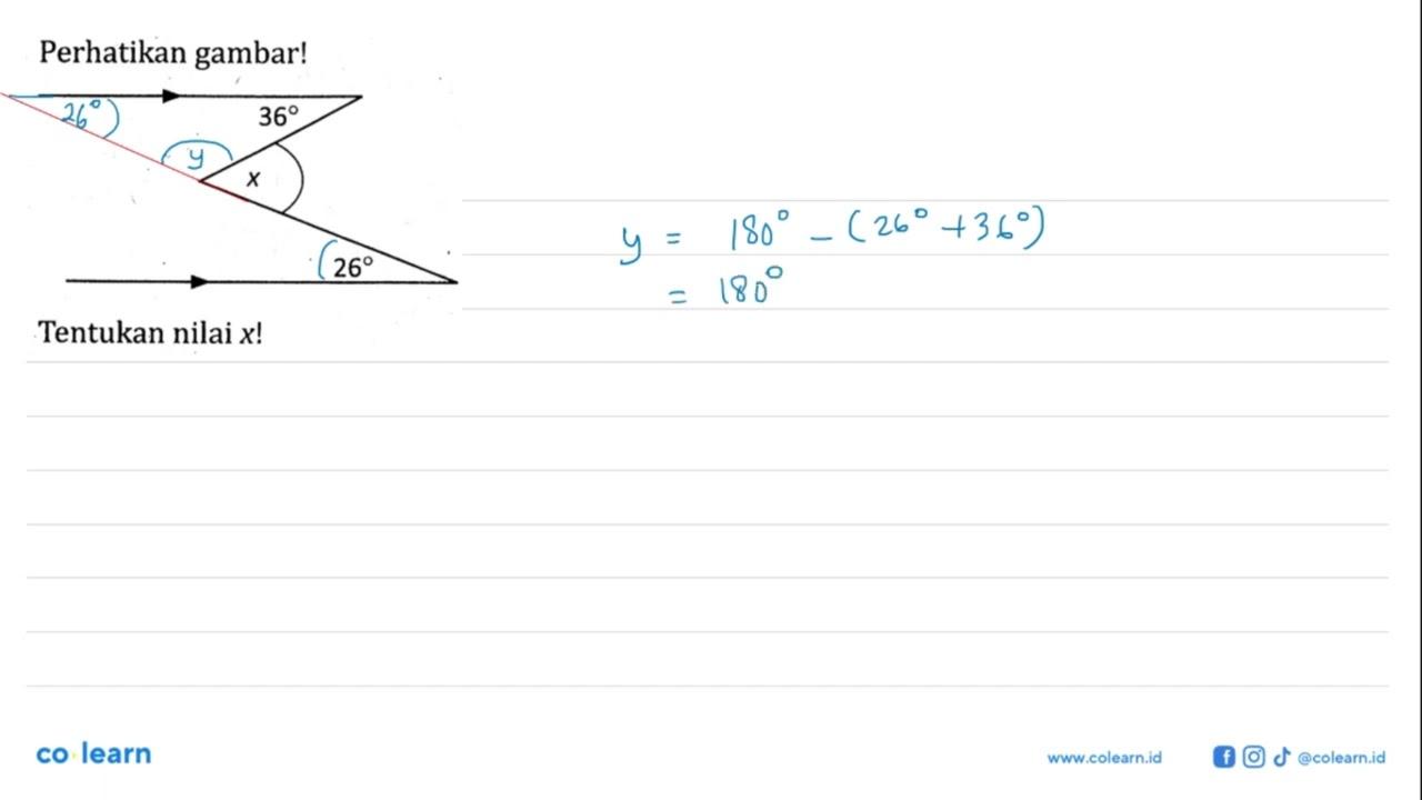 Perhatikan gambar! 36 x 26 Tentukan nilai x!