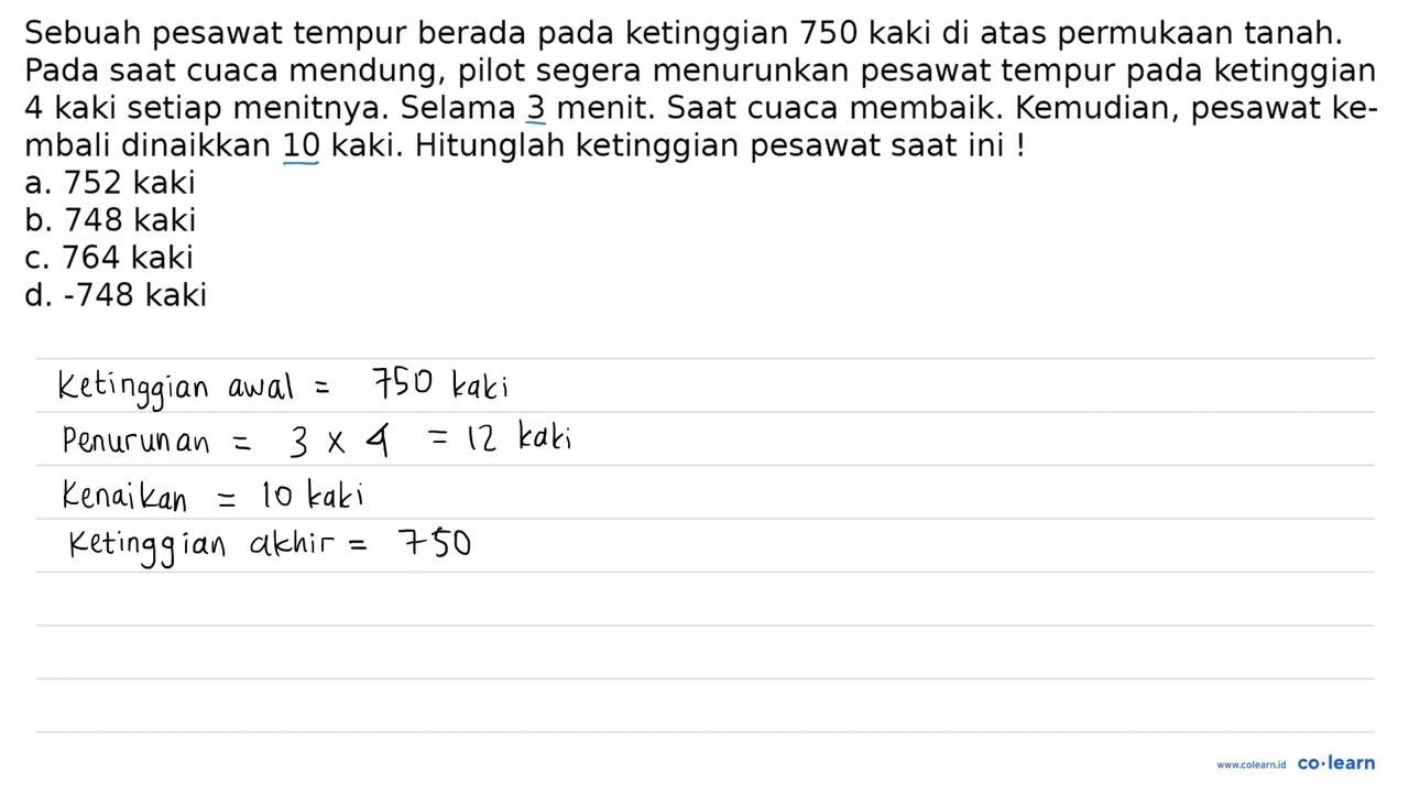 Sebuah pesawat tempur berada pada ketinggian 750 kaki di