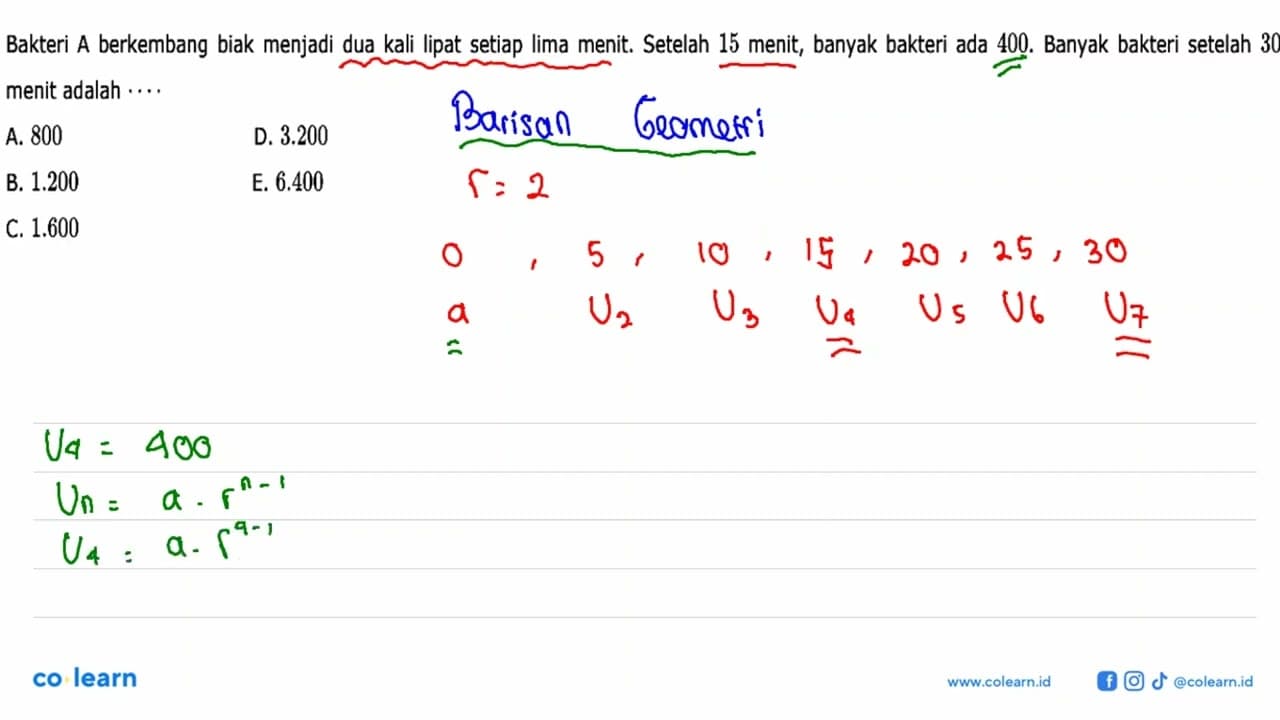 Bakteri berkembang biak menjadi dua kali lipat setiap lima