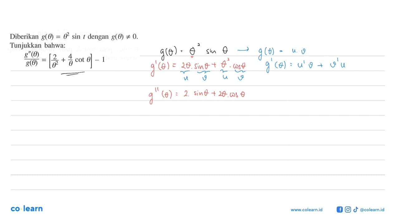 Diberikan g(theta) = theta^2 sin t dengan g(theta) bukan