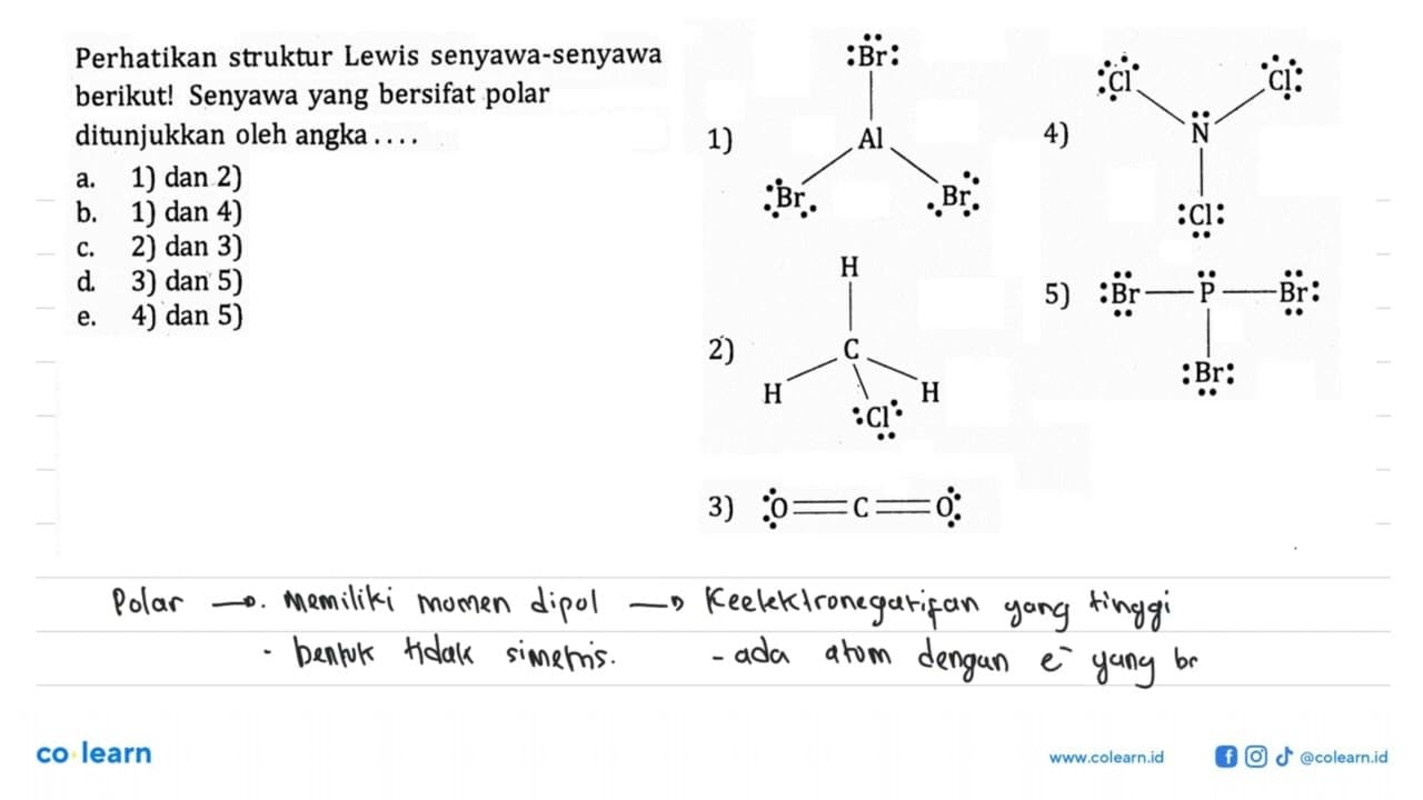 Perhatikan struktur Lewis senyawa-senyawa berikut! Senyawa