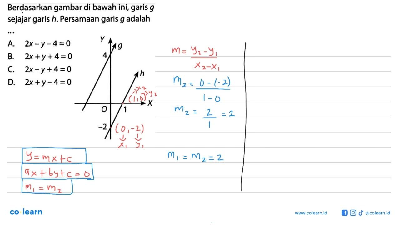 Berdasarkan gambar di bawah ini, garis g sejajar garis h.