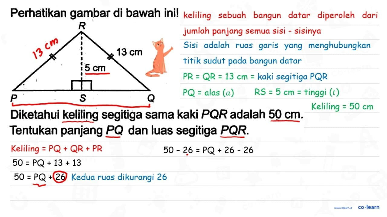 Perhatikan gambar di bawah ini! Diketahui keliling segitiga