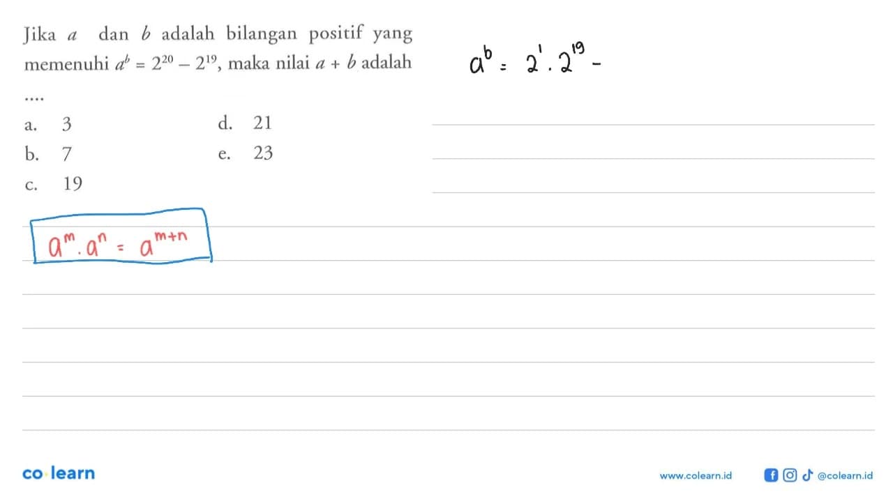 Jika a dab b adalah bilangan positif yang memenuhi